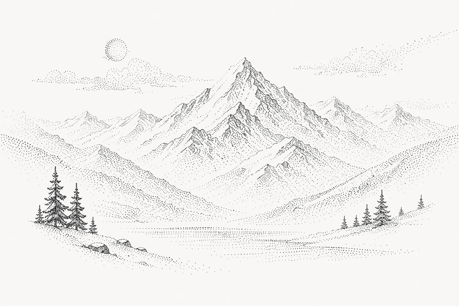 Mountain background line art